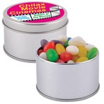 Assorted Colour Mini Jelly Beans in Silver Round Tin_51376