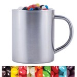 Assorted Colour Mini Jelly Beans in Double Wall Stainless Steel Barrel Mug_52393
