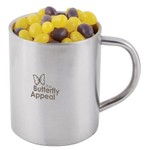 Corporate Colour Mini Jelly Beans in Stainless Steel Double Wall Barrel Mug_52396