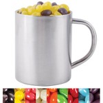 Corporate Colour Mini Jelly Beans in Stainless Steel Double Wall Barrel Mug_52396