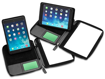 Deluxe Uni-fit Mini Tablet Zip A5 Compendium with Adjustable Display Stand_16165