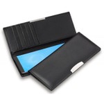 Premium Leather Cheque Book Wallet with Silver Trim_15979