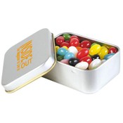 Assorted Colour Mini Jelly Beans in Silver Rectangular Tin